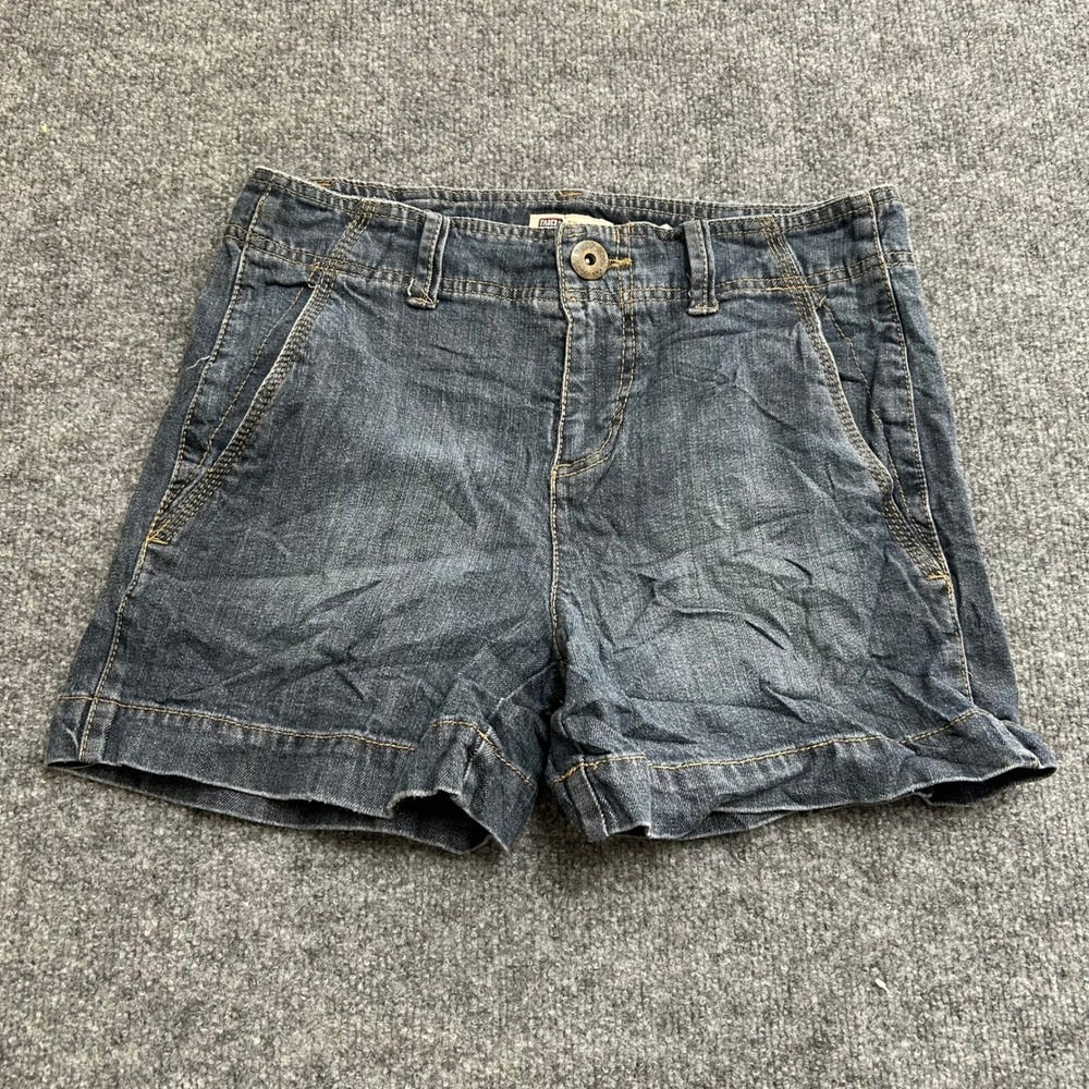 Faded Glory Shorts Womens Size 4 Dark Sky Wash Stretch Denim Casual Utility Flaw